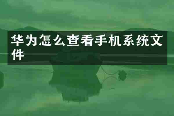 华为怎么查看手机系统文件
