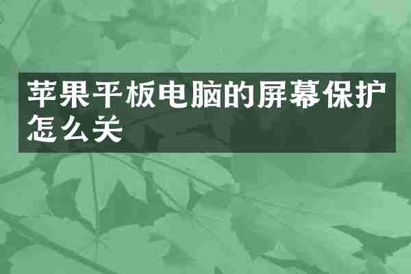 苹果平板电脑的屏幕保护怎么关