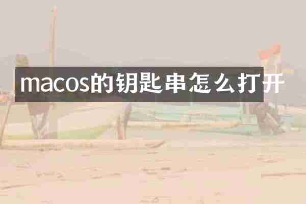 macos的钥匙串怎么打开
