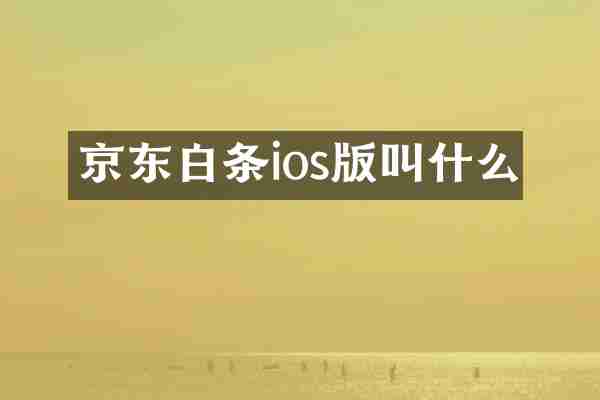 京东白条ios版叫什么