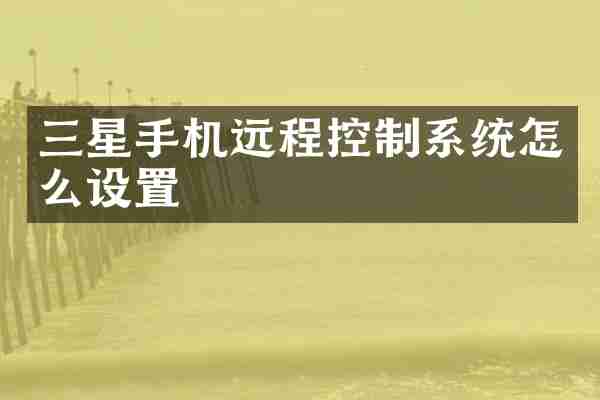 三星手机远程控制系统怎么设置