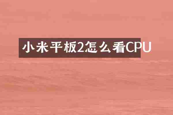 小米平板2怎么看CPU