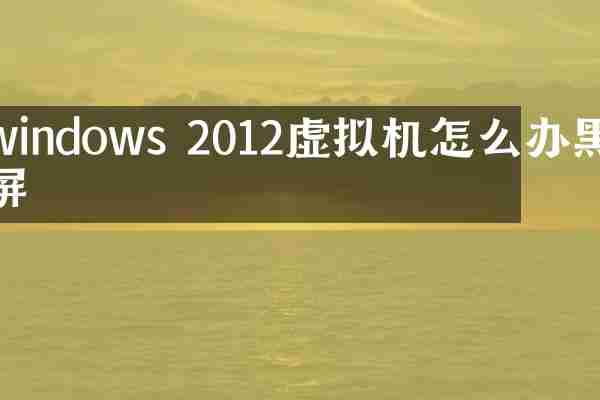 windows 2012虚拟机怎么办黑屏