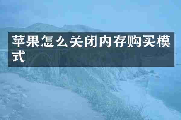 苹果怎么关闭内存购买模式