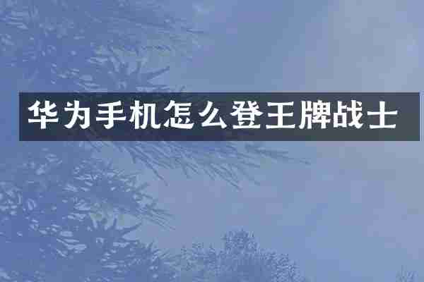 华为手机怎么登王牌战士