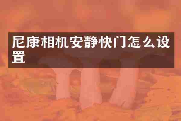 尼康相机安静快门怎么设置