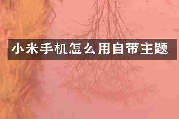 小米手机怎么用自带主题