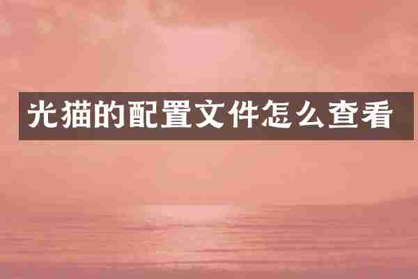 光猫的配置文件怎么查看