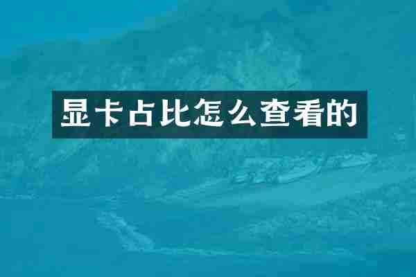 显卡占比怎么查看的