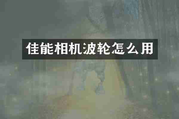 佳能相机波轮怎么用
