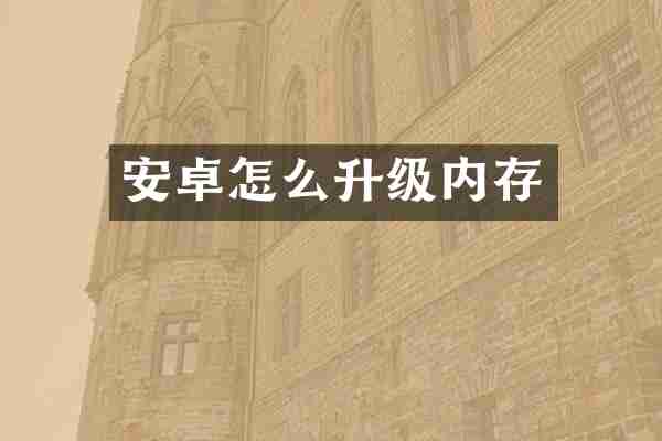 安卓怎么升级内存