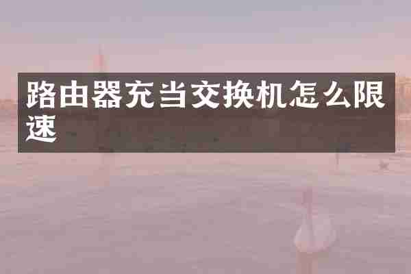 路由器充当交换机怎么限速