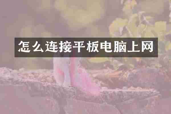 怎么连接平板电脑上网