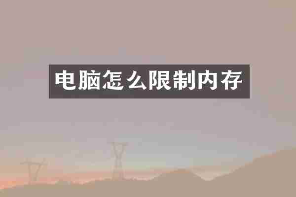 电脑怎么限制内存