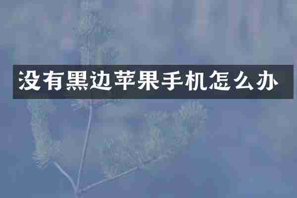 没有黑边苹果手机怎么办