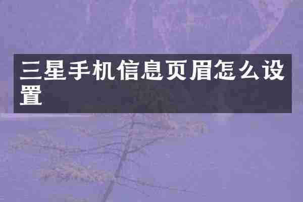 三星手机信息页眉怎么设置