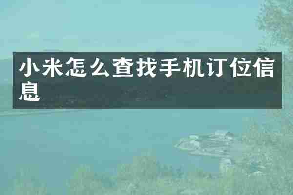 小米怎么查找手机订位信息