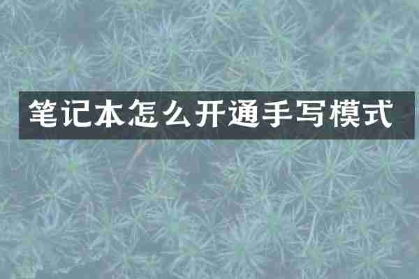 笔记本怎么开通手写模式