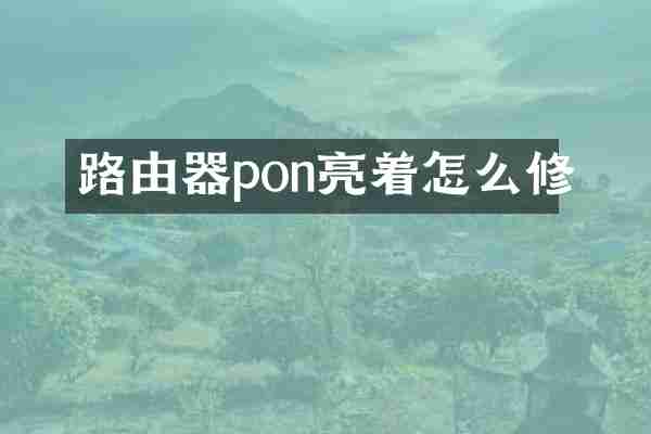 路由器pon亮着怎么修