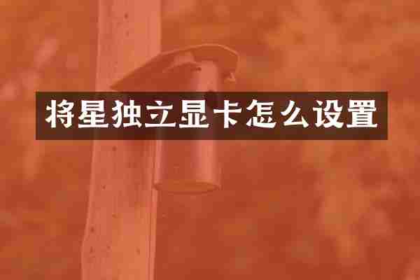 将星独立显卡怎么设置