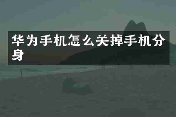 华为手机怎么关掉手机分身