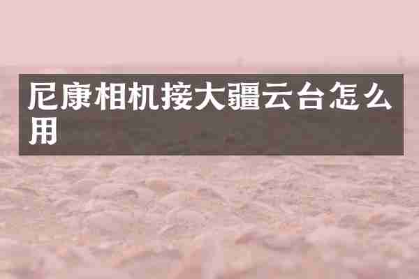 尼康相机接大疆云台怎么用