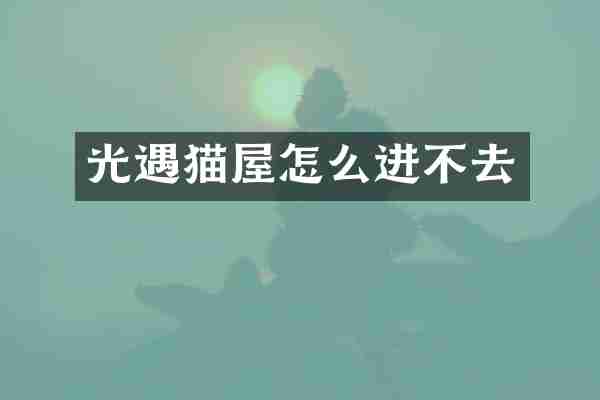 光遇猫屋怎么进不去