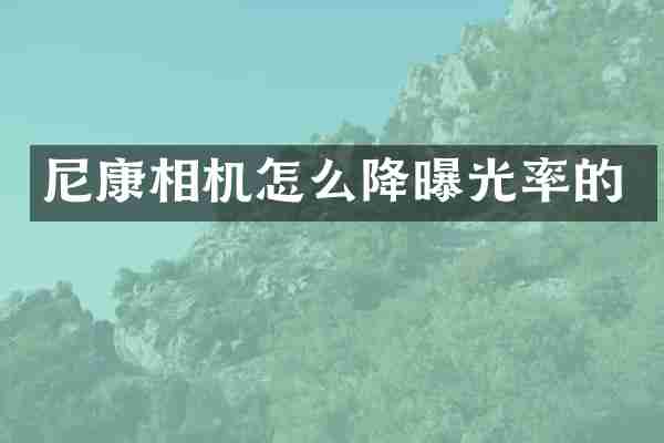 尼康相机怎么降曝光率的