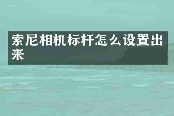 相机标杆怎么设置出来