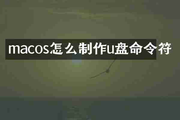 macos怎么制作u盘命令符