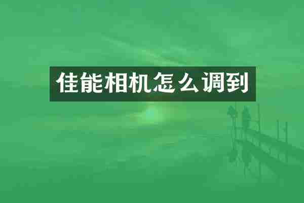 佳能相机怎么调到