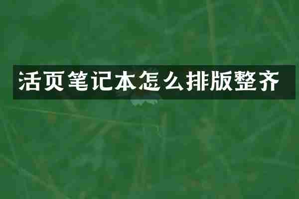 活页笔记本怎么排版整齐