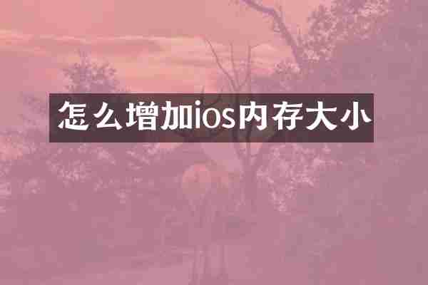 怎么增加ios内存大小
