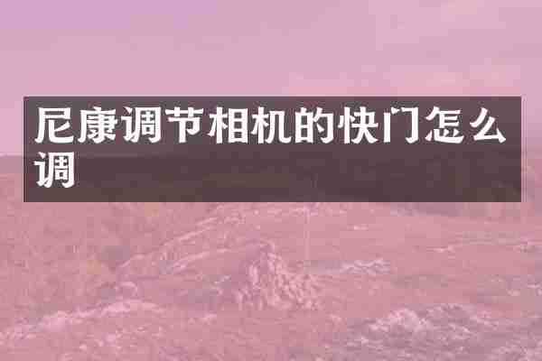 尼康调节相机的快门怎么调