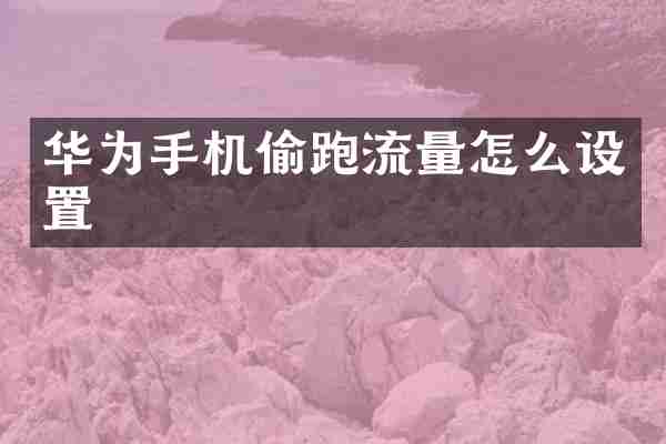 华为手机偷跑流量怎么设置