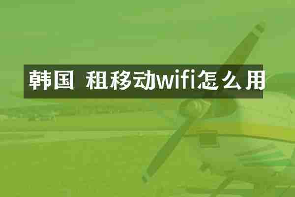 韩国 租移动wifi怎么用