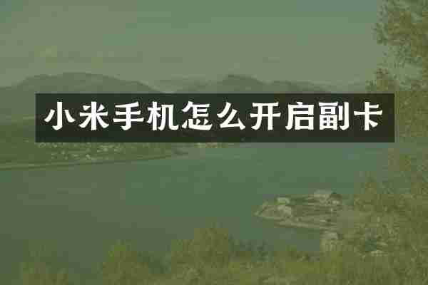 小米手机怎么开启副卡