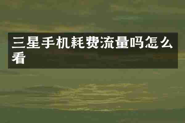 三星手机耗费流量吗怎么看