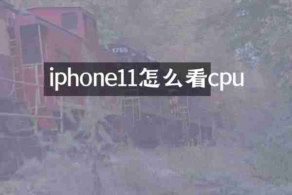 iphone11怎么看cpu
