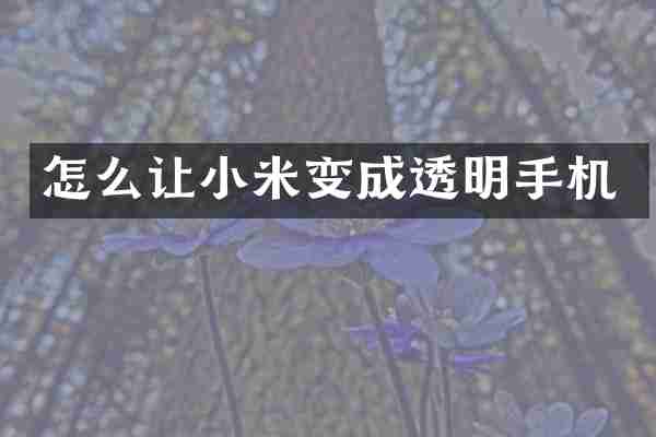 怎么让小米变成透明手机