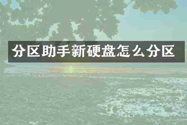 分区助手新硬盘怎么分区