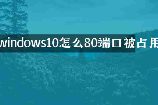 windows10怎么80端口被占用