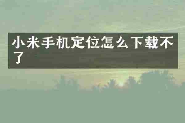 小米手机定位怎么下载不了