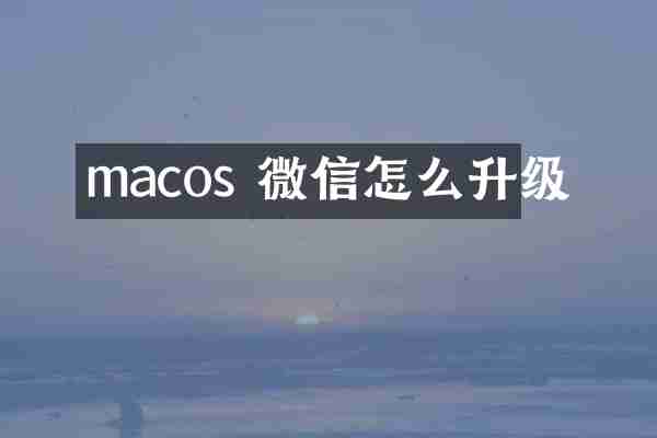 macos 微信怎么升级