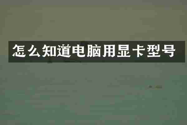 怎么知道电脑用显卡型号