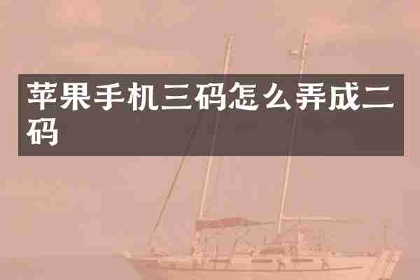 苹果手机三码怎么弄成二码