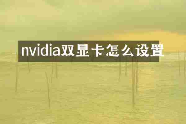 nvidia双显卡怎么设置