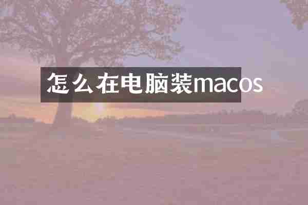 怎么在电脑装macos