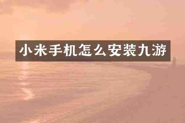 小米手机怎么安装九游