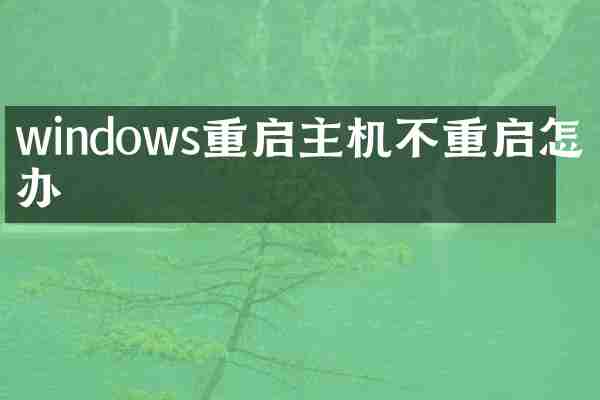 windows重启主机不重启怎么办